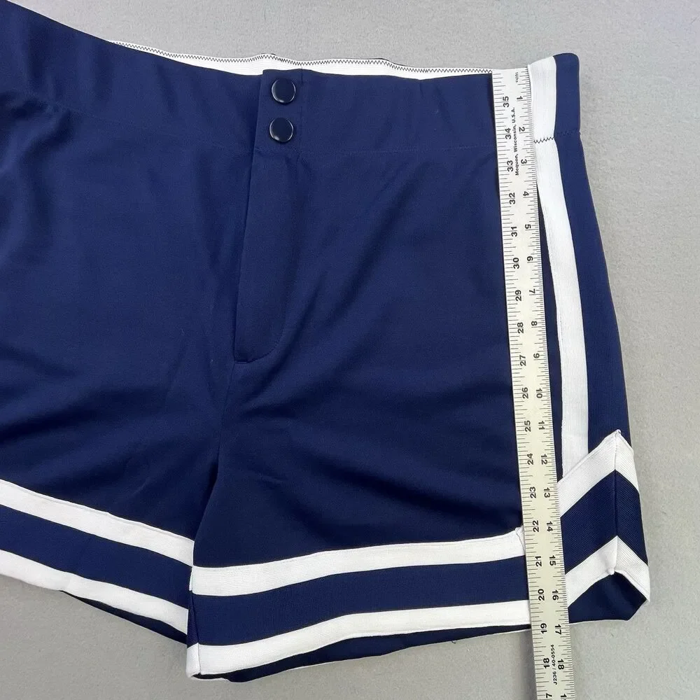 Vintage Bike Coaches Shorts Mens XL 38 Blue White Stripes Double Snap Athletic